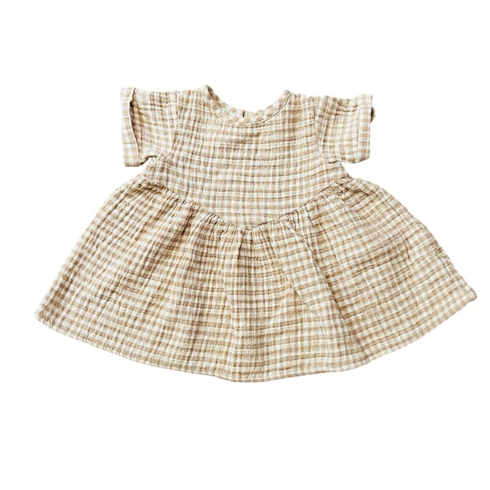 Quincy Mae Organic Cotton Checkered Casual Dress Size 6-12 Months